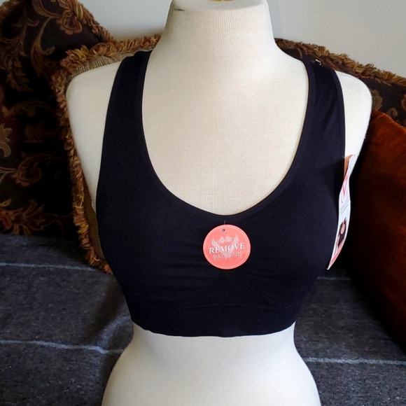 Never Worn Women's Black Racerback Bra Sz M - Picture 1 of 7